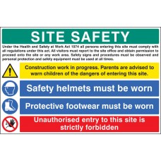 Site Safety - H&S Act - Construction Work - Helmets - Footwear - Unauthorised Entry Forbidden