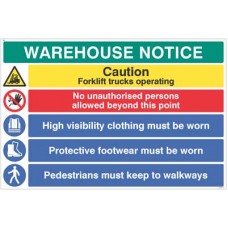 Warehouse Safety Caution - Forklift Trucks - Hivis - Boots must be Worn