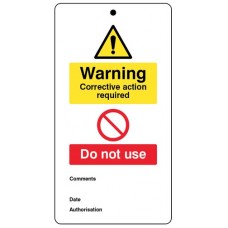 Warning - Corrective Action Required - Double Sided Tags (Pack of 10)