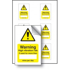 High Vibration Risk If Used Minutes / per Day Labels (Sheet of 6)
