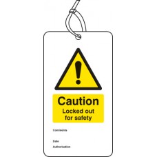 Lockout Tag - Caution - Locked Out for Safety (Pack of 10)
