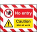 Door Screen Sign - No Entry Caution - Men At Work