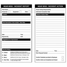 Near Miss Double Sided Report / Action Safety Tags