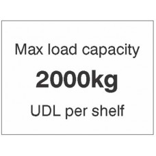 Max load Capacity 2000kg UDL Per Shelf