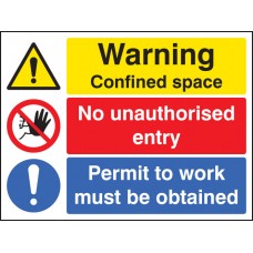 Warning - Confined Space - No Entry - Permit to Work