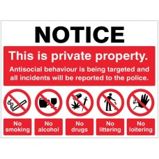 Notice - This is Private Property Antisocial Behaviour is Being Targeted