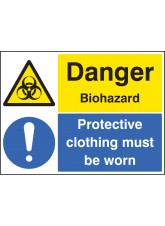Danger Biohazard Protective Clothing Must be Worn