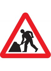 Fold Up Sign - Men At Work with Text Variant Options - 600mm Triangle