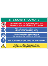 Coronavirus Site Safety Board with 5 Messages - 1m / 2m / Generic Distance Options