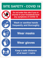Coronavirus Site Safety Board with 5 Messages - 1m / 2m / Generic Distance Options